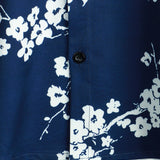 Marineblaues Vintage-Herrenhemd mit Blumen