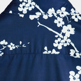 Marineblaues Vintage-Herrenhemd mit Blumen