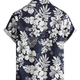 Marineblaues Vintage-Herrenhemd mit Inselblumen