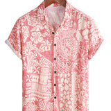 Raphael Hawaii-Kurzarmhemd für Herren mit Blumen – Rosa