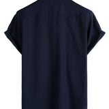 Marineblaues Herrenhemd mit Brusttaschen