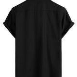 Simon Kurzarm-Herrenhemd unifarben mit Brusttasche – Schwarz