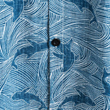 Lars Kurzarm-Herrenhemd im Hawaii-Stil mit Haimotiv – Blau