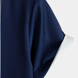 Marineblaues Aloha-Herrenhemd mit Blumen und Streifen