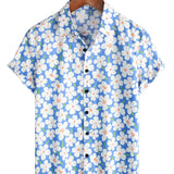 Hellblaues Herrenhemd mit Blumen