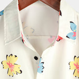 Beiges Herrenhemd mit Sommerblumen