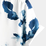 Weißes Kurzarm-Herrenhemd mit Blumen