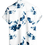 Weißes Kurzarm-Herrenhemd mit Blumen