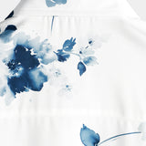 Weißes Kurzarm-Herrenhemd mit Blumen