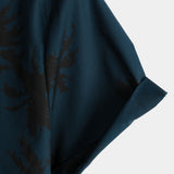 Marineblaues Herrenhemd mit Palmen