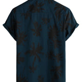 Marineblaues Herrenhemd mit Palmen