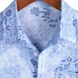 Helmut Kurzarm-Herrenhemd im Retro-Look mit Blumen – Blau