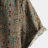 Braunes Boho-Paisley-Herrenhemd