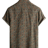 Braunes Boho-Paisley-Herrenhemd