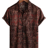 Braunes Herrenhemd im Western-Paisley-Stil