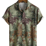 Grünes Vintage-Herrenhemd mit Waldmotiv