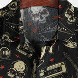 Schwarzes Hawaii-Herrenhemd im Punkrock-Stil