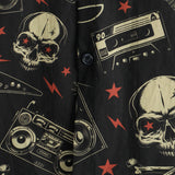 Schwarzes Hawaii-Herrenhemd im Punkrock-Stil