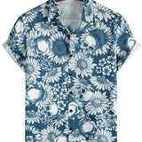Horst Kurzarm-Herrenhemd im Hawaii-Stil mit Totenkopfmotiv – Marineblau