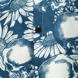 Horst Kurzarm-Herrenhemd im Hawaii-Stil mit Totenkopfmotiv – Marineblau