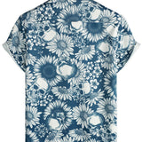 Horst Kurzarm-Herrenhemd im Hawaii-Stil mit Totenkopfmotiv – Marineblau