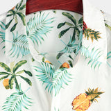 Frank Kurzarm-Herrenhemd im Hawaii-Stil mit Ananas-Print – Weiß