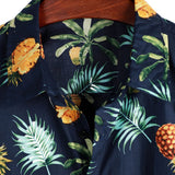 Helmut Kurzarm-Hawaiihemd für Herren mit Ananas-Print – Marineblau