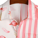Rosa Herrenhemd mit Flamingos und Streifen
