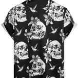 Schwarzes Punkrock-Hawaiihemd für Herren