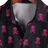 Rosa Herrenhemd mit Totenkopf im Punkrock-Stil