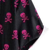 Rosa Herrenhemd mit Totenkopf im Punkrock-Stil