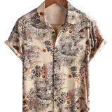 Samuel Retro-Kurzarmhemd für Herren mit Blumen – Beige