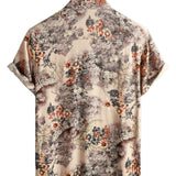 Samuel Retro-Kurzarmhemd für Herren mit Blumen – Beige