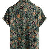 Hans Retro-Kurzarmhemd für Herren mit Blumen – Grün