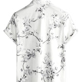 Weißes Hawaiihemd für Herren mit Blumenmotiv