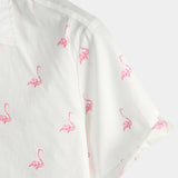 Weißes Herrenhemd mit rosa Flamingos