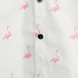 Weißes Herrenhemd mit rosa Flamingos