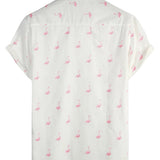 Weißes Herrenhemd mit rosa Flamingos