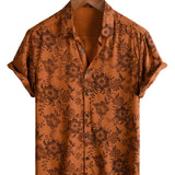 Braunes Sommer-Herrenhemd mit Vintage-Blumen