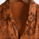 Braunes Sommer-Herrenhemd mit Vintage-Blumen