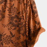 Braunes Vintage-Herrenhemd mit Blumenmuster