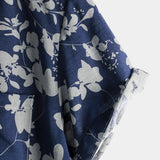Fabian Retro-Kurzarmhemd für Herren mit Blumen – Marineblau