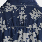 Fabian Retro-Kurzarmhemd für Herren mit Blumen – Marineblau