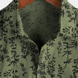 Grünes Vintage-Herrenhemd mit Blumenmuster