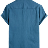Blaues Kurzarm-Freizeit-Herrenhemd