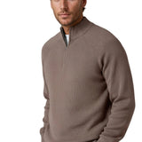 Herrenpullover mit Stehkragen und Reißverschluss – Taupe