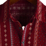 Elias Kurzarm-Herrenhemd im Retro-Look mit Streifen – Rot