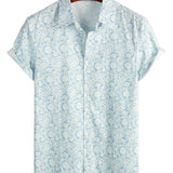 Blaues Freizeit-Herrenhemd mit Blumen