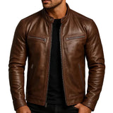 Vintage-Herrenlederjacke mit zeitlosem Charakter