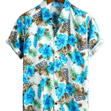 Blaues tropisches Hawaii-Herrenhemd